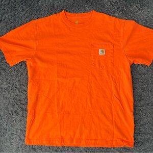 Men Size Large Charhartt Heavyweight Original Fit Pocket T-Shirt Orange